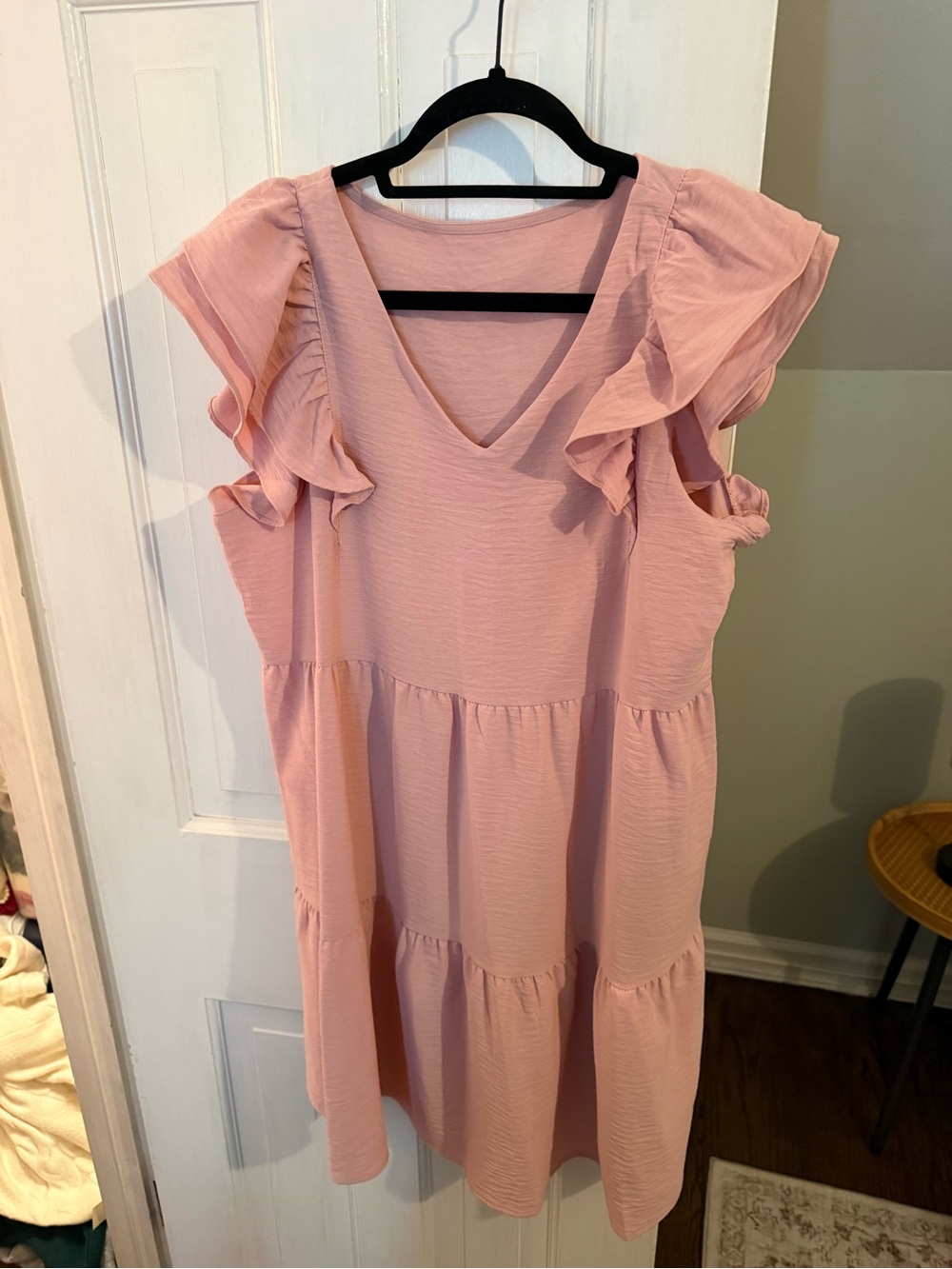 Dusty Pink Ruffle Tiered Midi Dress
